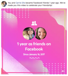 Facebook Friend Anniversary Carrie
